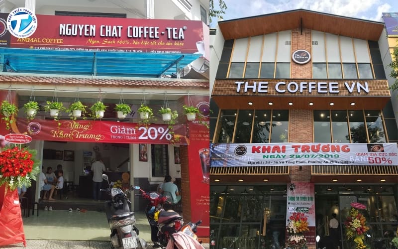 Băng rôn khai trương quán cafe sang trọng